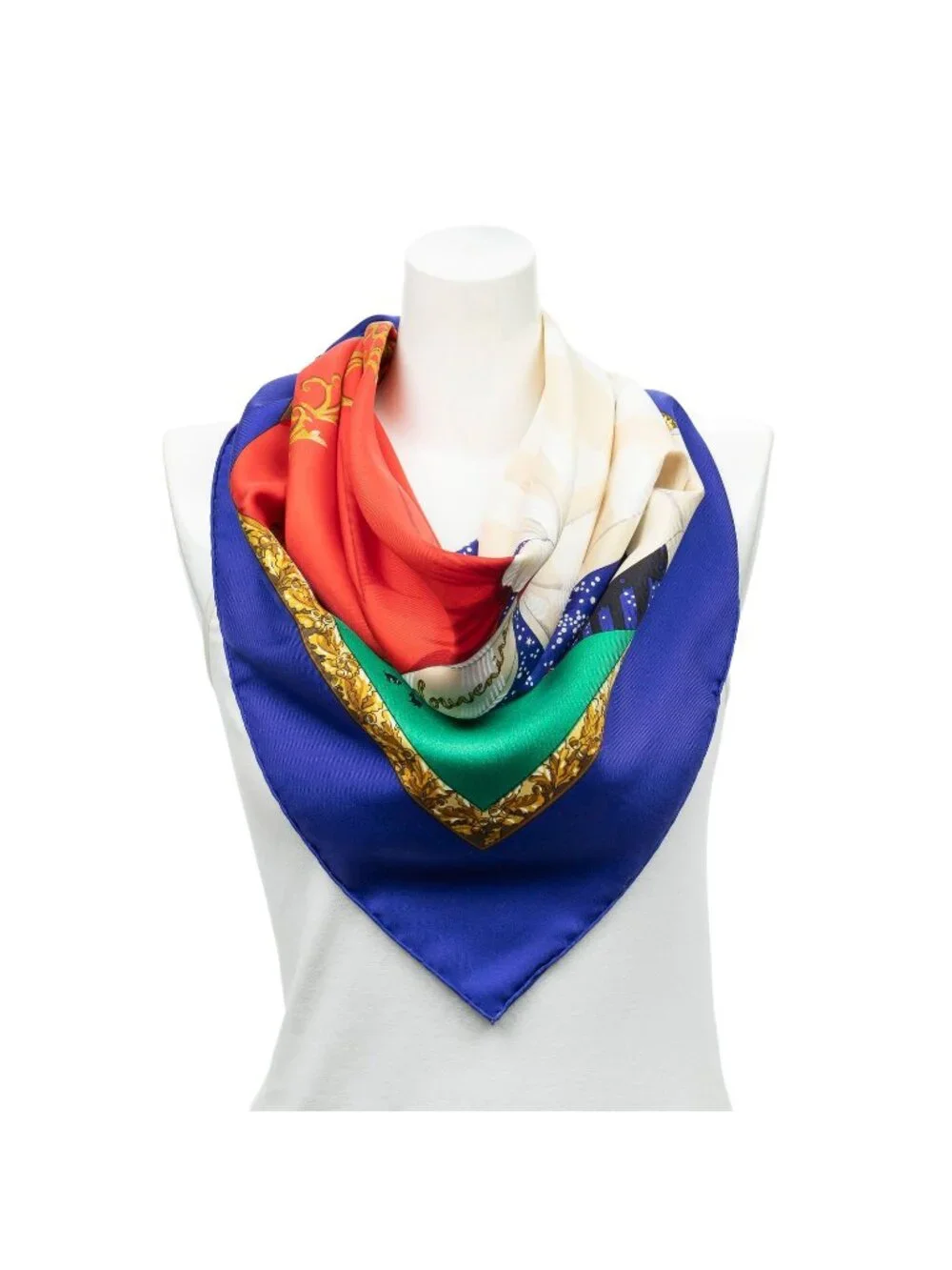 Hermes Scarf Blue Red Twill Silk